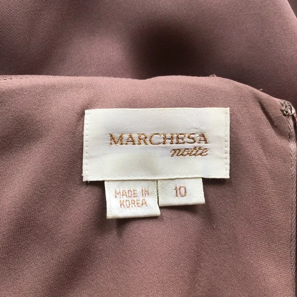 Marchesa Mauve Sequin Bugle Bead Silk Pleated Gown - Picture 7 of 7